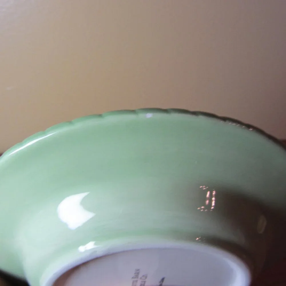 white barn woven ceramic candle plate green & yellow - pair of 2 (W5856) - Picture 9 of 9